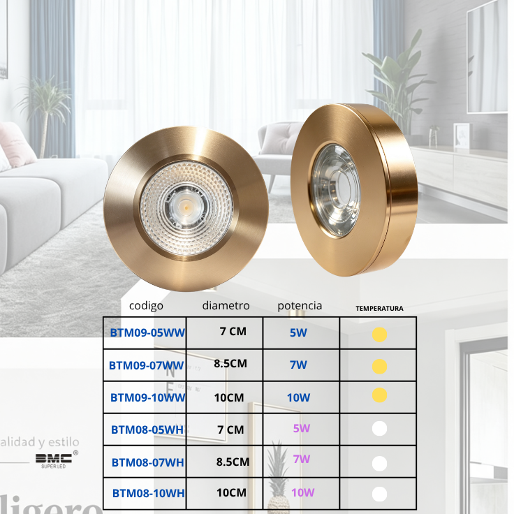 Spot Led Dorado 05/07/10 W 6500K/3000K