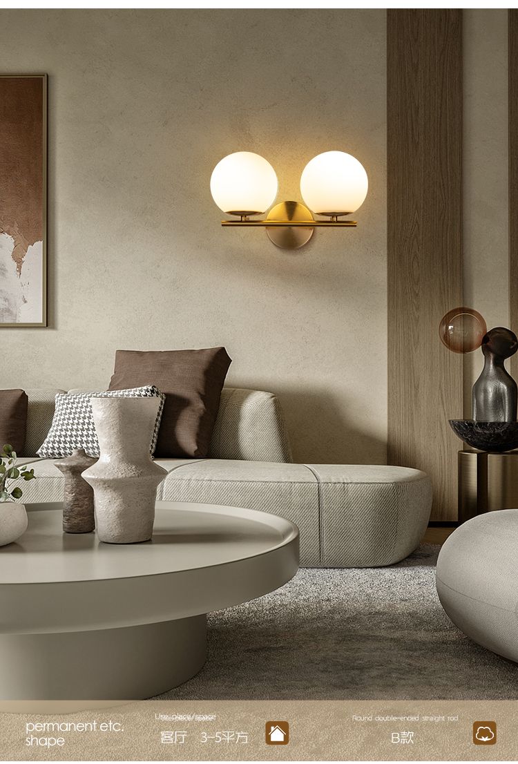 Aplique de Pared  Dorado  con 2 Esfera