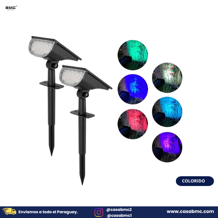Luz de jardín colorida con estaca