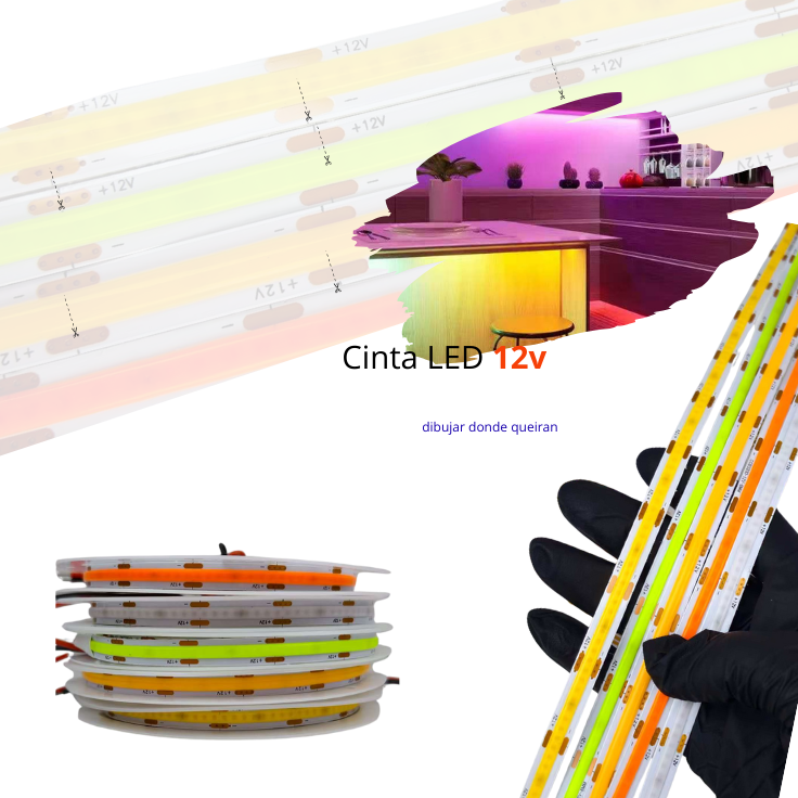 Cinta LED COB continua 12V Calido