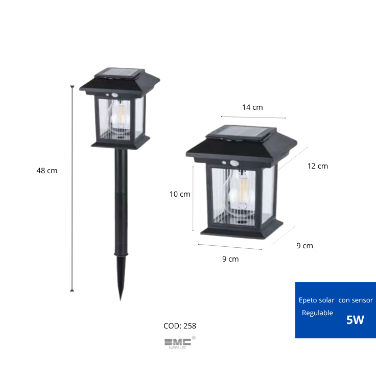 Espeto Solar con sensor de movimiento 5W