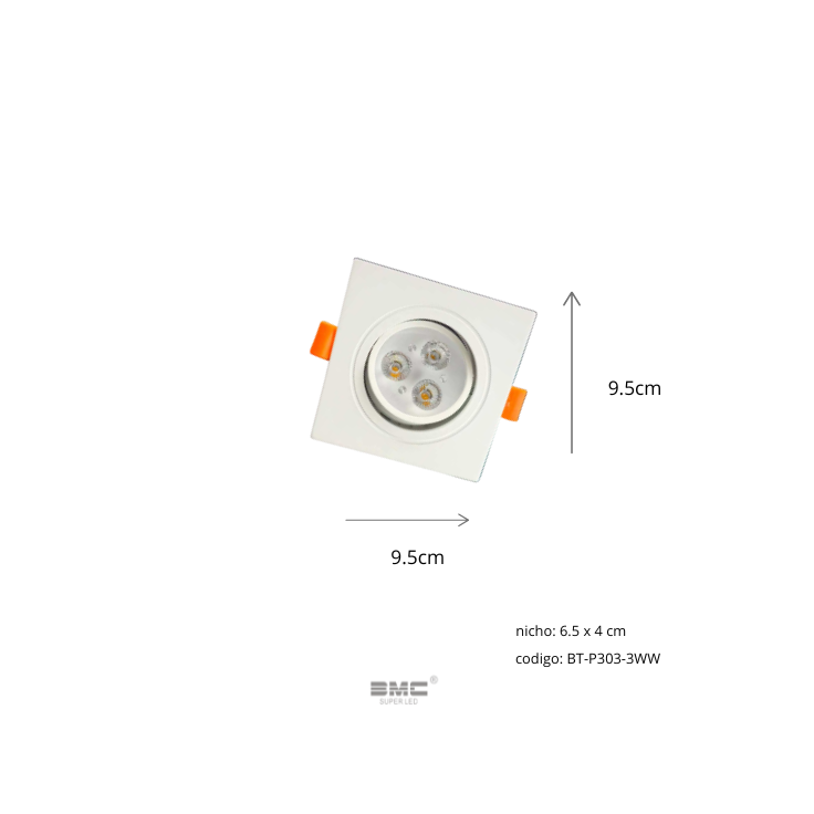 Spot Led Direccional Cuadrado 3000k