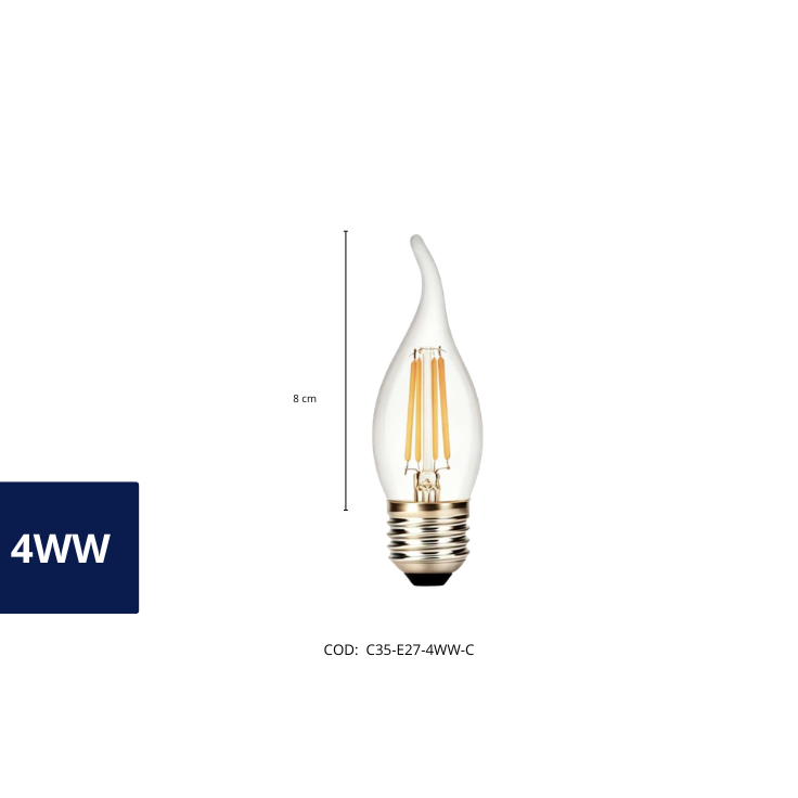 Bombilla LED Filamento Vela  4WW