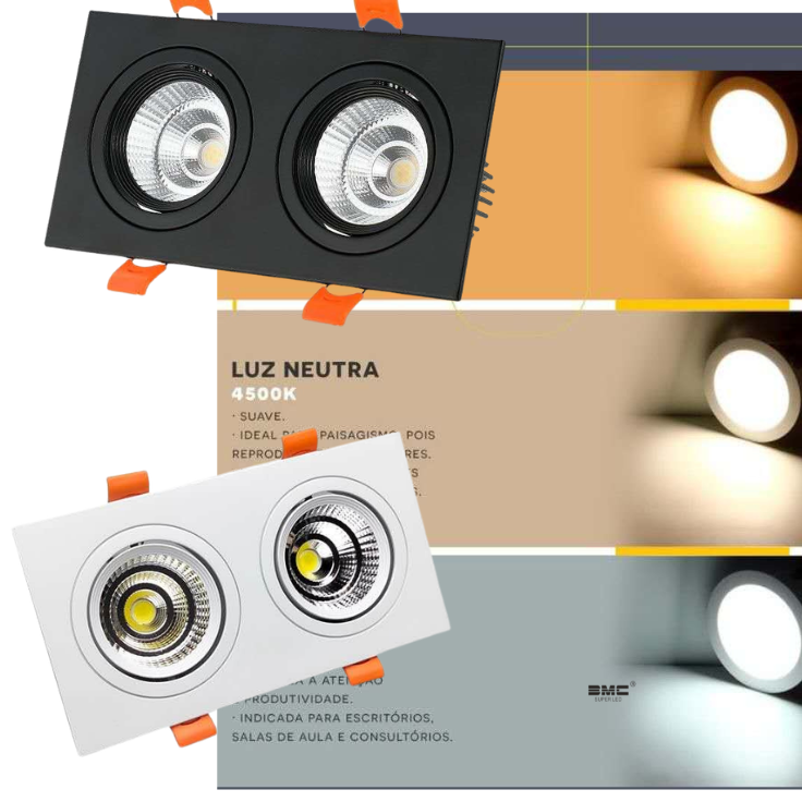 Spot LED Negro (Dupla) 3 tonos