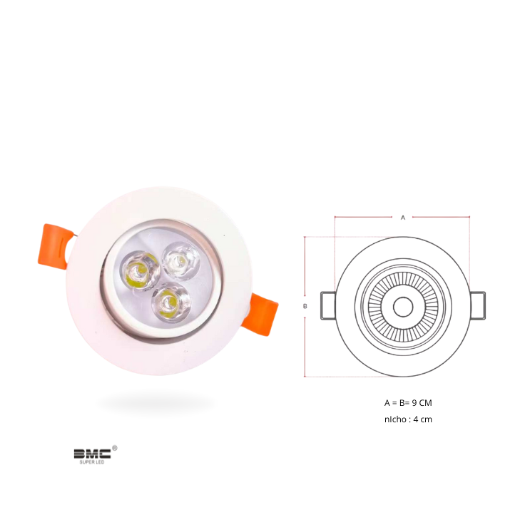 Spot Led Direcional Redondo 3W