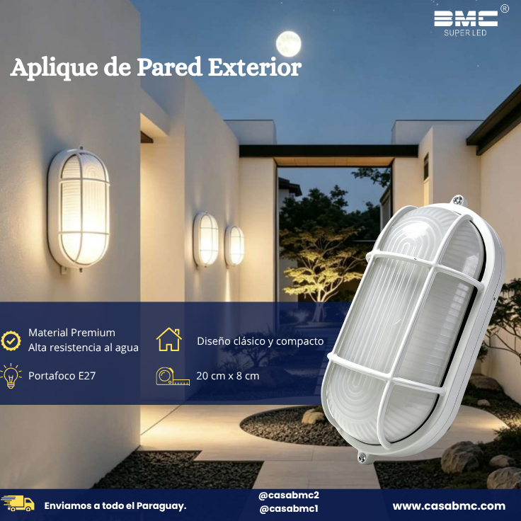Aplique de pared Exterior Ovalado