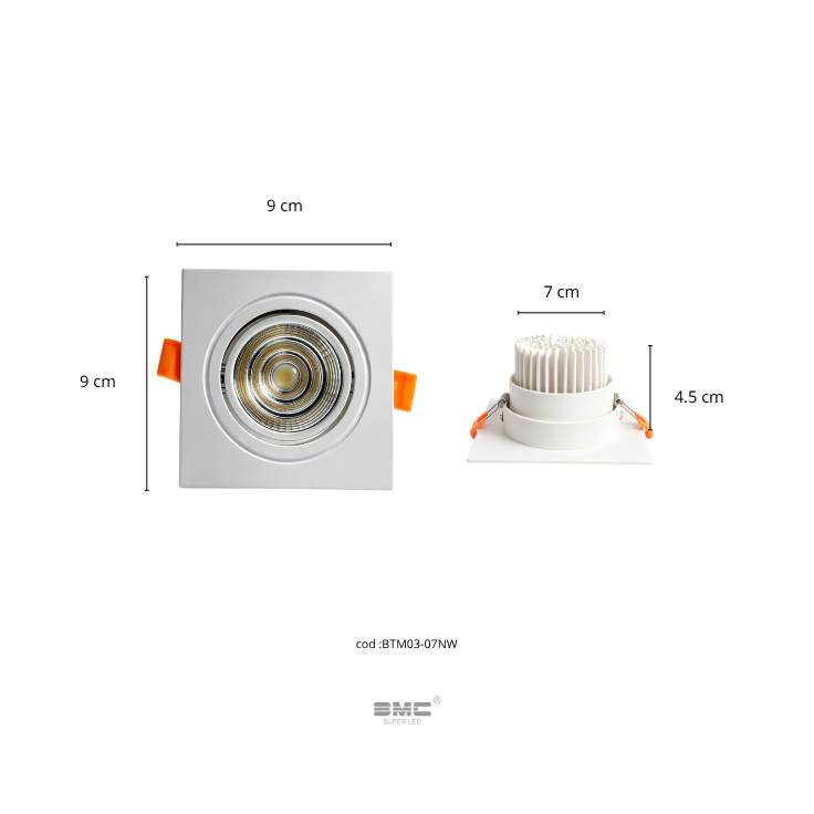 Spot Led Cuadrado 7W 3 Tonos