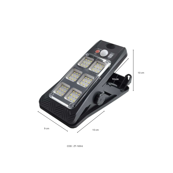 Arandela Solar con pinza portátil con 6 módulos LED
